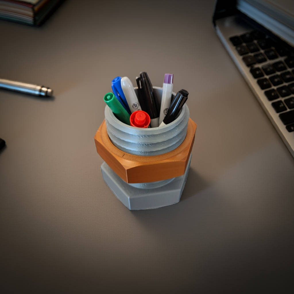 Nut and Bolt Pencil Holder - Just In 3D